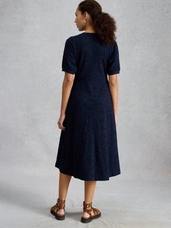 White Stuff Megan Cotton V-Neck Midi Dress, Blue - view 2, 