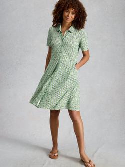 White Stuff Ria Abstract Print Shirt Dress containing TENCEL™ Modal, Blue/Green, Blue/Green
