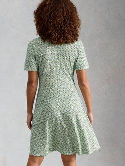 White Stuff Ria Abstract Print Shirt Dress containing TENCEL™ Modal, Blue/Green - view 2, Blue/Green