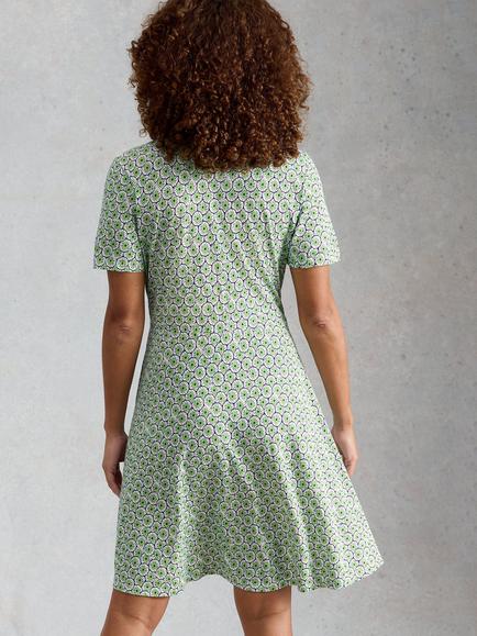 White Stuff Ria Abstract Print Shirt Dress containing TENCEL™ Modal, Blue/Green - view 2, Blue/Green