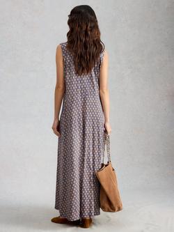 White Stuff Rua Abstract Print Sleeveless Shirt Dress containing TENCEL™ Modal, Blue/Multi - view 2, Blue/Multi