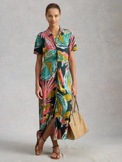 White Stuff Rua Abstract Print Short Sleeve Midi Dress containing TENCEL™ Modal, Multi, Multi