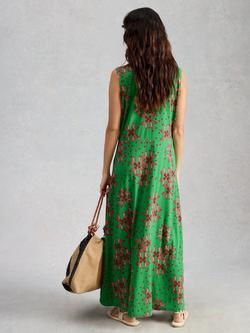 White Stuff Rua Floral Print Sleeveless Shirt Dress containing TENCEL™ Modal, Green/Multi - view 2, Green/Multi