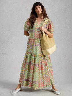 White Stuff Sammie Abstract Check Maxi Dress, Green/Multi, Green/Multi