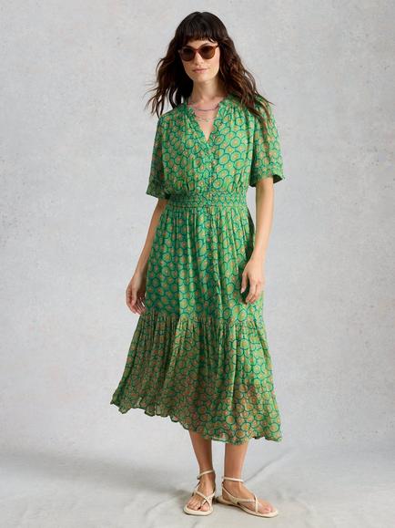 White Stuff Yuki Dress, Green/Multi, Green/Multi