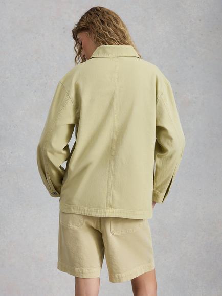 White Stuff  Molly Cotton Shacket - view 2, Light Green