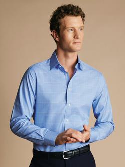 Charles Tyrwhitt Prince of Wales Check Non-Iron Cotton Twill Extra Slim Fit Shirt, Blue/Gold, Blue/Gold