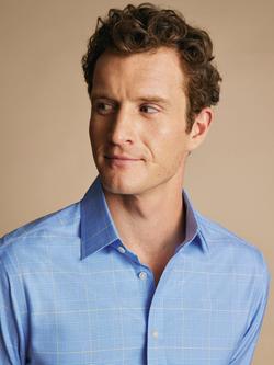 Charles Tyrwhitt Prince of Wales Check Non-Iron Cotton Twill Extra Slim Fit Shirt, Blue/Gold - view 2, Blue/Gold