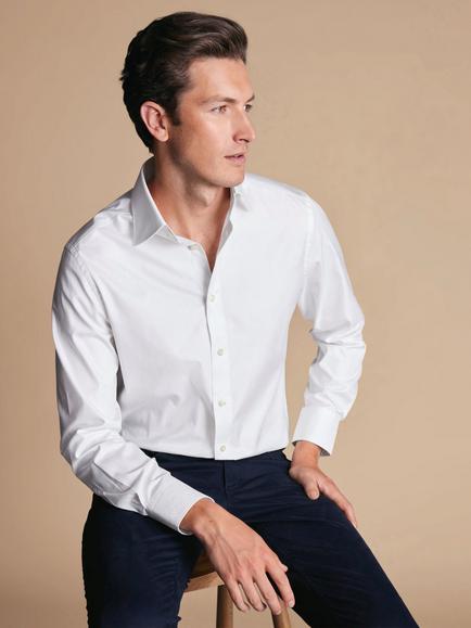 Charles Tyrwhitt Luxury Cotton Twill Extra Slim Fit Shirt - view 2, White