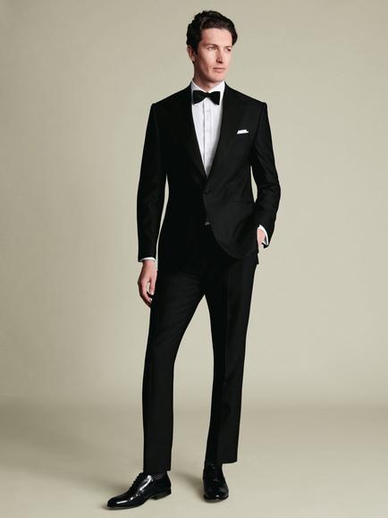 Charles Tyrwhitt Super 120s Wool Classic Fit Peak Lapel Dinner Suit Jacket - view 2, Black