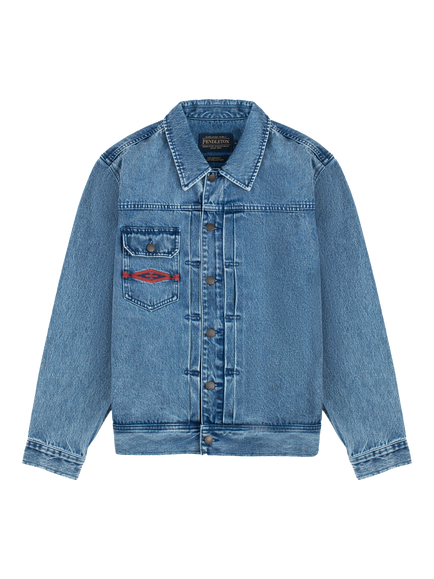 Pendleton Type 2 Pure Cotton Embroidered Denim Jacket, Wash, Wash