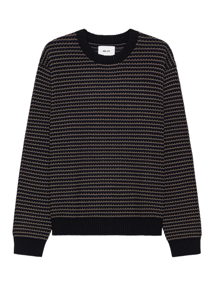 NN.07 Russell Wool Blend Crew Neck Sweater, Navy Multi, Navy Multi