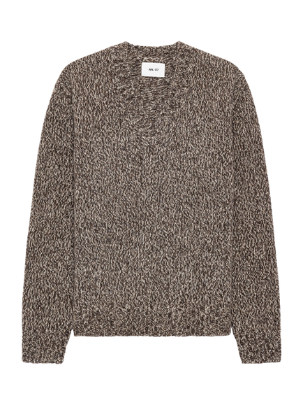 NN.07 Flint V-Neck Merino Wool Rich Sweater, Deep Truffle, Deep Truffle