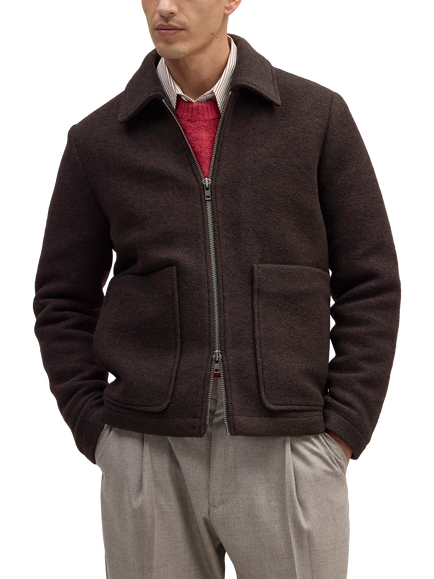 NN.07 Gael Two-Way Zip Wool Rich Jacket, Dusky Port, Dusky Port