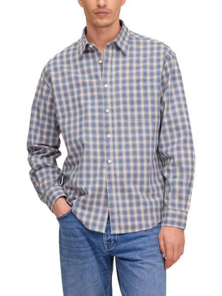 NN.07 Deon Flannel Shirt, Blue Check