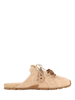 Nokwol Atlas Suede Slider Mules, Beige