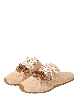 Nokwol Atlas Suede Slider Mules - view 2, Beige