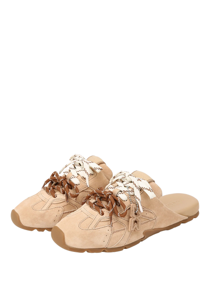 Nokwol Atlas Suede Slider Mules - view 2, Beige