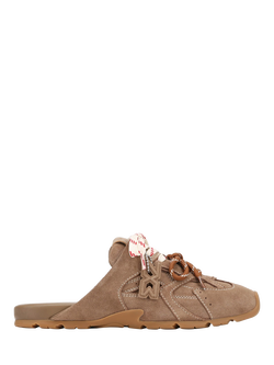 Nokwol Atlas Suede Slider Mules, Mushroom