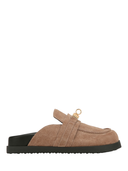 Nokwol Tammy Suede Mule Sandals, Mushroom, Mushroom