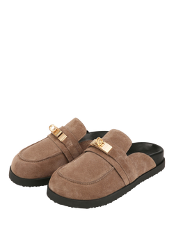 Nokwol Tammy Suede Mule Sandals, Mushroom - view 2, Mushroom