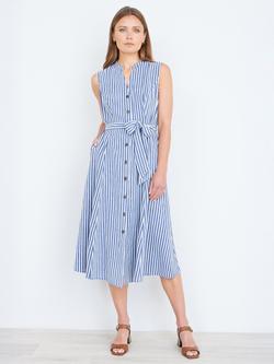Yumi Stripe Sleeveless Shirt Dress, Navy
