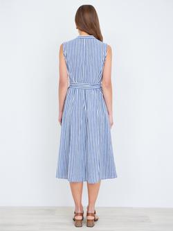 Yumi Stripe Sleeveless Shirt Dress - view 2, Navy