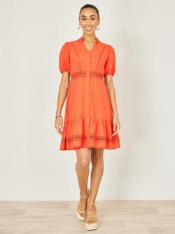 Yumi Cotton Lace Dress, Orange
