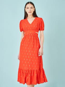 Yumi Dash Cut Out Midi Dress, Orange, Orange
