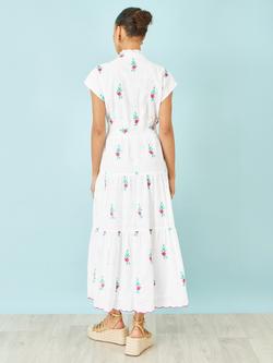 Yumi Cotton Broderie Anglaise Embroidered Dress, White - view 2, White