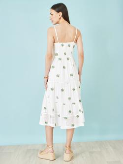 Yumi Embroidered Dress, White - view 2, White