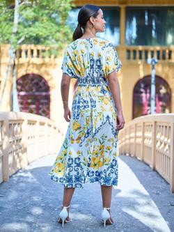Yumi Lemon Print Wrap Dress, Ivory - view 2, Ivory