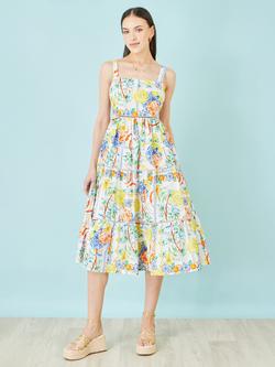 Yumi Mediterranean Print Cotton Dress, Multi, Multi