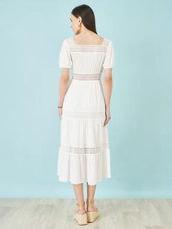 Yumi Square Neck Dress, White - view 2, White