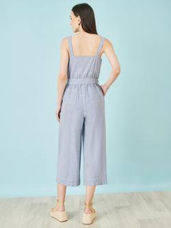 Yumi Sleeveless Cropped Wide Leg Jumpsuit, Blue - view 2, Blue