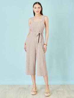 Yumi Strappy Cropped Wide Leg Jumpsuit, Brown, Brown