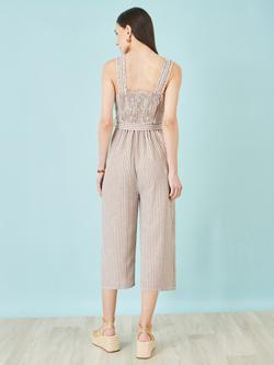 Yumi Strappy Cropped Wide Leg Jumpsuit, Brown - view 2, Brown