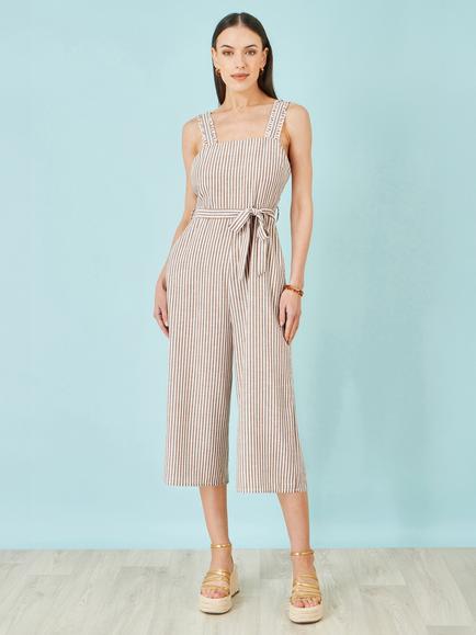 Yumi Strappy Cropped Wide Leg Jumpsuit - view 2, Brown