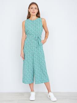 Yumi Ditsy Print Cropped Wide Leg Jumpsuit, Green, Green