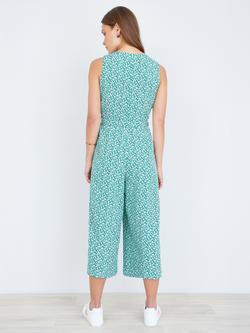 Yumi Ditsy Print Cropped Wide Leg Jumpsuit, Green - view 2, Green