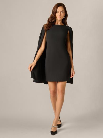 Adrianna Papell Structured Cape Sheath Dress, Black, Black