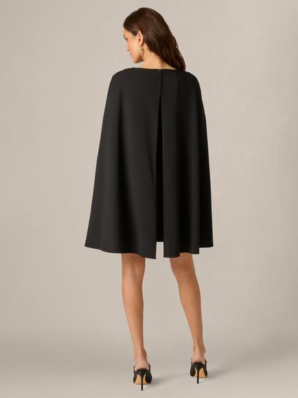 Adrianna Papell Structured Cape Sheath Dress, Black - view 2, Black