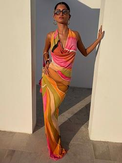 Never Fully Dressed Sabine Abstract Maxi Dress, Multi - view 2, Multi