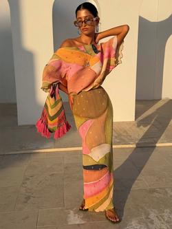 Never Fully Dressed Tilly Abstract Maxi Dress, Multi, Multi