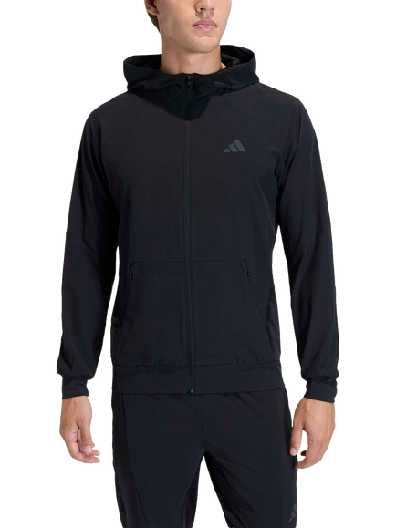 adidas D4T Workout Zip Front Hoodie, Black, Black