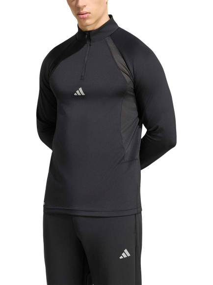 adidas Men's Technical Quarter Zip Neck Top, Black, Black