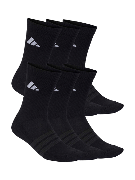 adidas Essential Crew Socks, Pack of 6, Black, Black