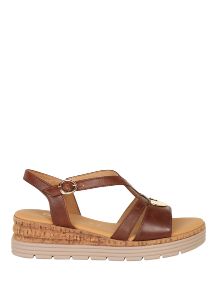 Gabor Sadie Leather Strappy Sandals Wide Fit, Camel