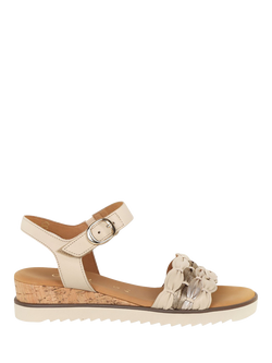 Gabor Revo Leather Wedge Heel Strappy Sandals, Beige, Beige