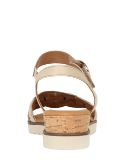 Gabor Revo Leather Wedge Heel Strappy Sandals, Beige - view 2, Beige